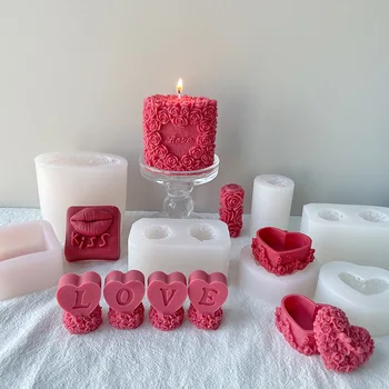 İtirafı Aşk Gül Silindirik Aromaterapi Mum DIY silikon kalıp Çin sevgililer Günü çikolatalı kek Kalıp
