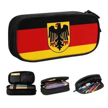 Sevimli Almanya Bayrağı Kalem Kutuları Erkek Kız için Büyük Kapasiteli Alman Vatansever Kalem Çantası Okul Malzemeleri