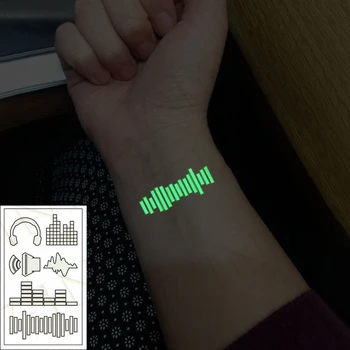 Aydınlık Dövmeler Sticker Kulaklık Hoparlör Ses Göstergesi Su Geçirmez Geçici Vücut Sanatı Parti Dövme Çıkartmalar