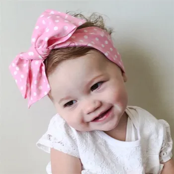 Örgü Polka Dot Şerit Yay Düğüm Başkanı Wrap Kızlar Türban Headwears bebek saç bandı Toddler Bantlar Elastik saç aksesuarları