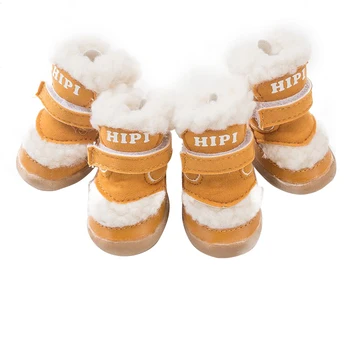 Pet Kış Köpek Ayakkabı Sıcak Kar Botları Su Geçirmez Kürk 4 adet/takım Küçük Köpekler Pamuk Kaymaz ChiHuaHua Pug ev hayvanı ürünü