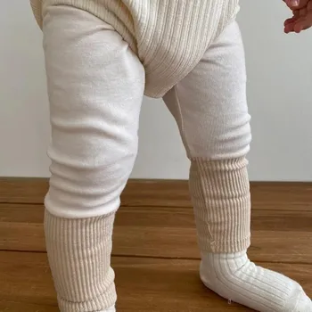 Yeni Sonbahar Artı Polar Bebek Ekleme Tayt Erkek Kız Bebek Yeni Yıl Nervürlü Sıcak pantolon Çocuk Çukur Çizgili Pamuk günlük pantolon