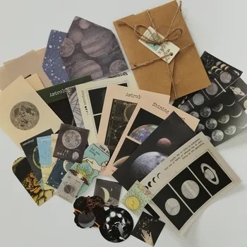 30 Adet Vintage DIY Scrapbooking Malzeme Kağıt Not Defteri Sihirli Ay Fazı Günlük Dekoratif Sticker Kartı Kırtasiye Sticker