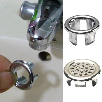 Yüksek Kaliteli Lavabo Yuvarlak Halka Taşma Yedek Kapak Plastik Gümüş Kaplama Düzenli Trim Taşma Banyo Taşma Halkası Değiştirin Erişim
