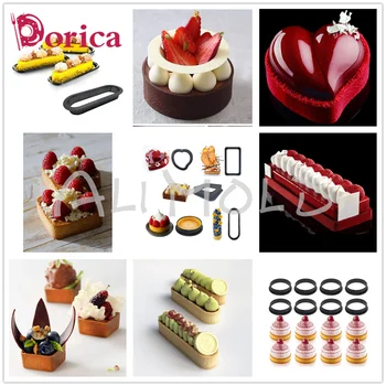 8 Adet veya 6 adet Köpük Daire Kesici Dekorasyon Aracı Fransız Tatlı DIY Kek Kalıbı Delikli Halka Yapışmaz Bakeware Tart