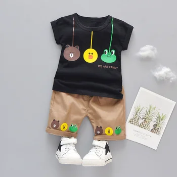 Bebek Erkek Kız Karikatür Giyim Kıyafet Suit Sevimli Çocuk Yaz Pamuk 1 2 3 Yıl Çocuk Boys Giyim Setleri T-Shirt + Şort